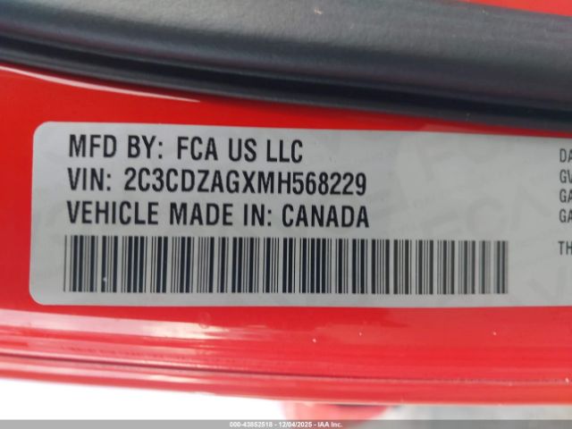 2021 DODGE CHALLENGER 2C3CDZAGXMH568229 Photo 8
