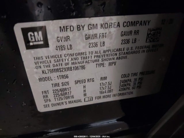 KL79MMS2XMB106786 Chevrolet Trailblazer Fwd Ls