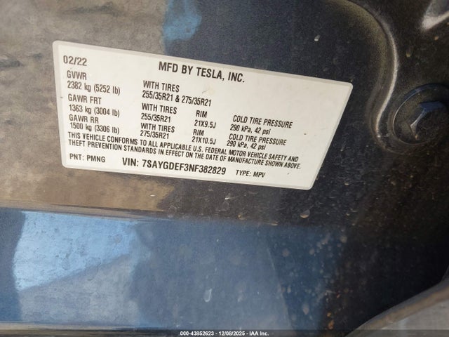 2022 TESLA MODEL Y 7SAYGDEF3NF382829 Photo 8