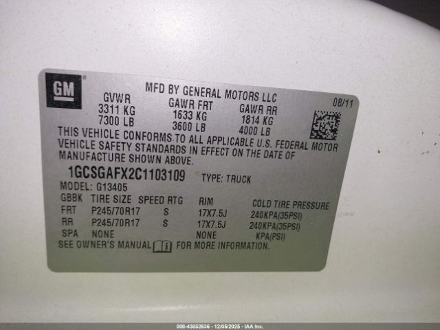 2012 CHEVROLET EXPRESS 1500 1GCSGAFX2C1103109 Photo 8