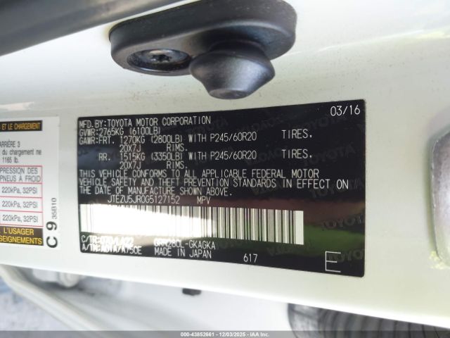 2016 TOYOTA 4RUNNER JTEZU5JR0G5127152 Photo 8