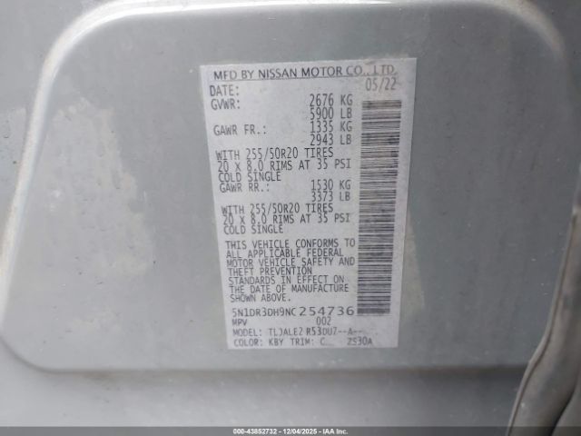 2022 NISSAN PATHFINDER 5N1DR3DH9NC254736 Photo 8