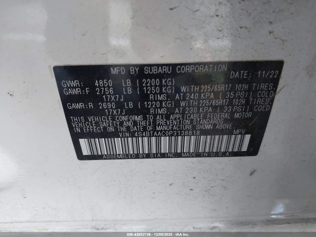 Subaru Outback 2023 4S4BTAAC0P3138818 Image 9
