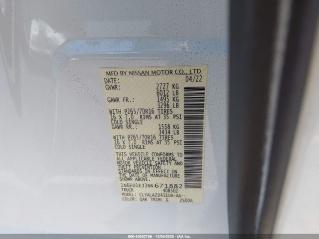 Nissan Frontier S 4x2 2022 1N6ED1EJ3NN671882 Image 9