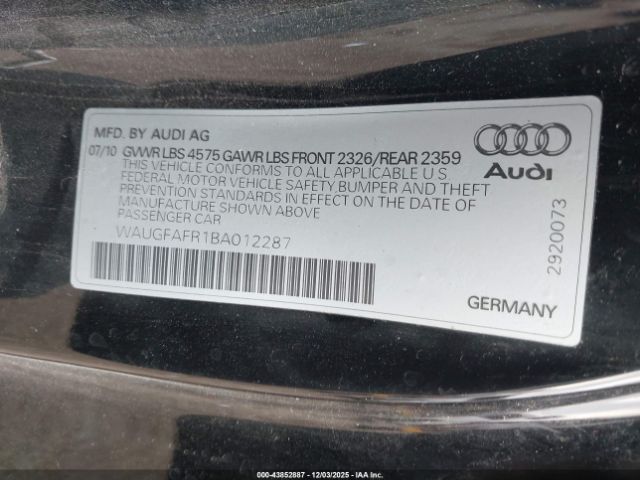 2011 AUDI A5 WAUGFAFR1BA012287 Photo 8