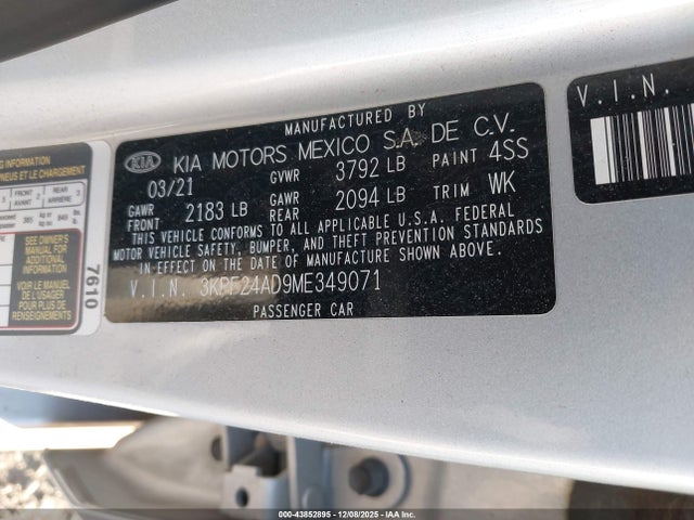 KIA Forte Lxs 2021 3KPF24AD9ME349071 Image 9