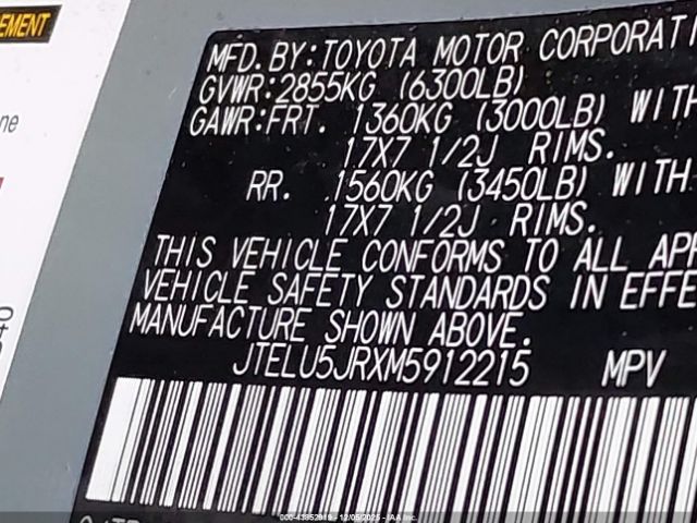 2021 TOYOTA 4RUNNER JTELU5JRXM5912215 Photo 8