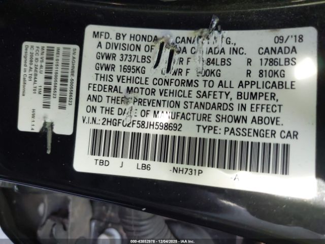 2018 HONDA CIVIC 2HGFC2F58JH598692 Photo 8