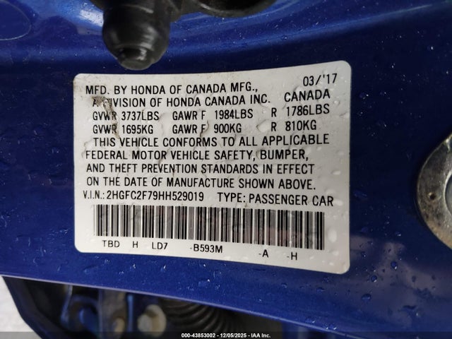 2HGFC2F79HH529019 Honda CIVIC EX