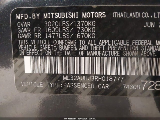 2024 MITSUBISHI MIRAGE ML32AUHJ3RH018777 Photo 8