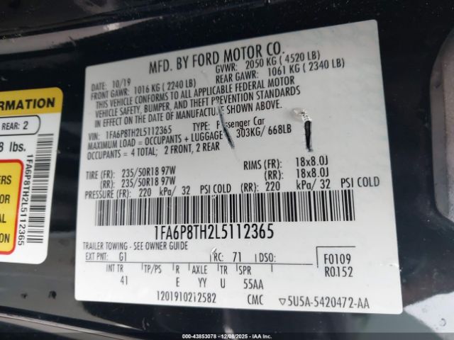 2020 FORD MUSTANG 1FA6P8TH2L5112365 Photo 8