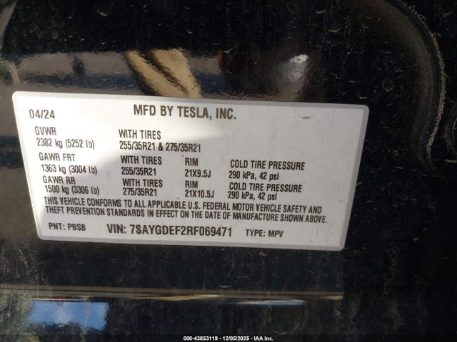 2024 TESLA MODEL Y 7SAYGDEF2RF069471 Photo 8