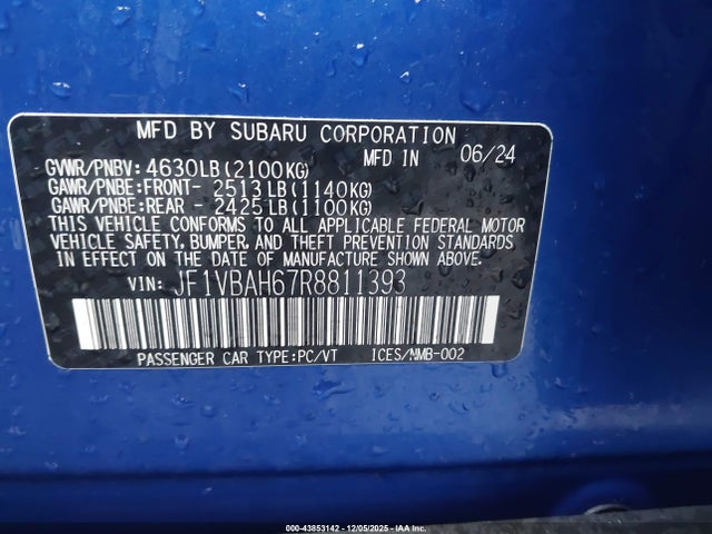 JF1VBAH67R8811393 Subaru Wrx Premium