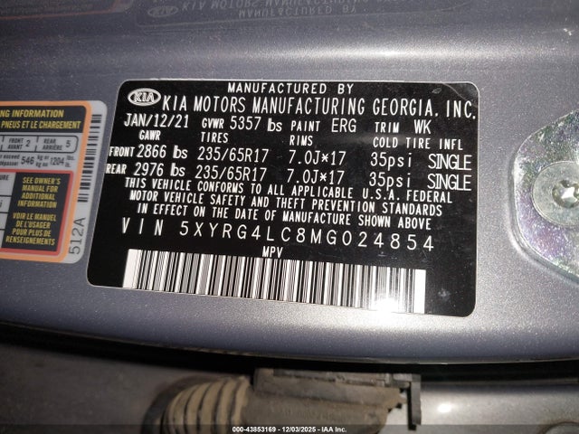 5XYRG4LC8MG024854 KIA SORENTO LX