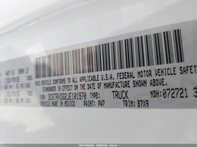 3C6TRVDG2JE101970 RAM Promaster 2500 High Roof 159 Wb