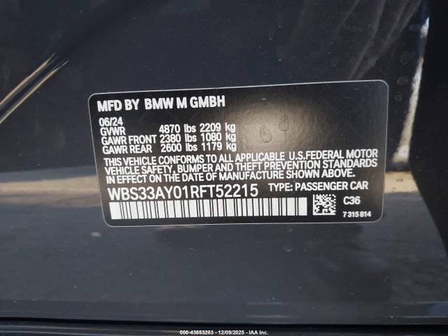 2024 BMW M3 WBS33AY01RFT52215 Photo 8