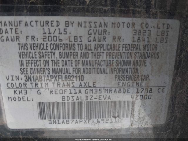 2015 NISSAN SENTRA 3N1AB7APXFL692110 Photo 8