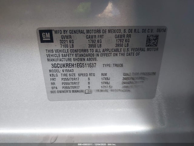 2014 CHEVROLET SILVERADO 1500 3GCUKREH1EG511637 Photo 8