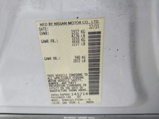1N4AL3AP6GC145714 Nissan Altima 2.5 S