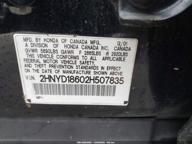 2002 ACURA MDX 2HNYD18602H507835 Photo 8