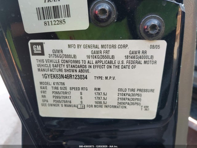 2006 CADILLAC ESCALADE 1GYEK63N46R123034 Photo 8