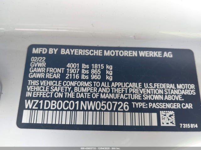 2022 TOYOTA GR SUPRA WZ1DB0C01NW050726 Photo 8