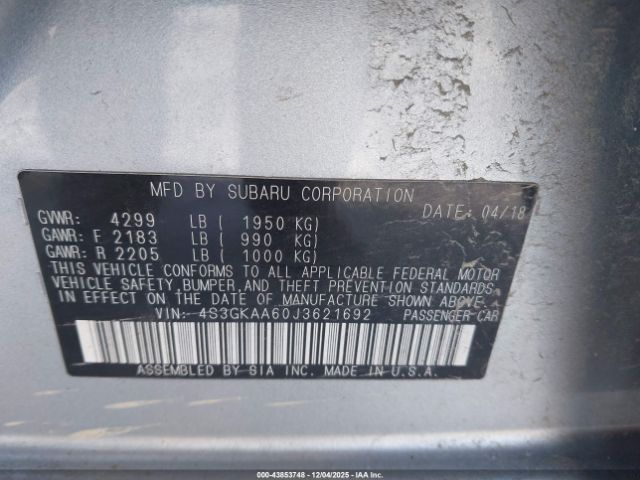 2018 SUBARU IMPREZA 4S3GKAA60J3621692 Photo 8