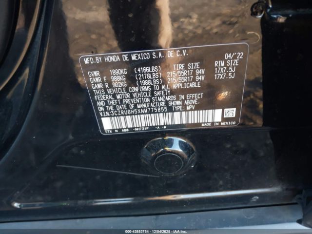 2022 HONDA HR-V 3CZRU6H5XNM775855 Photo 8