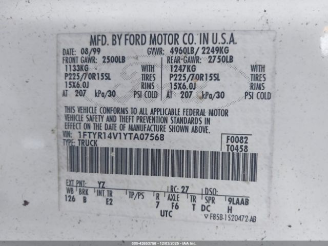 2000 FORD RANGER 1FTYR14V1YTA07568 Photo 8