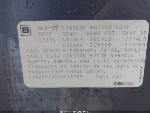 1995 CADILLAC DEVILLE 1G6KD52B9SU281075 Photo 8