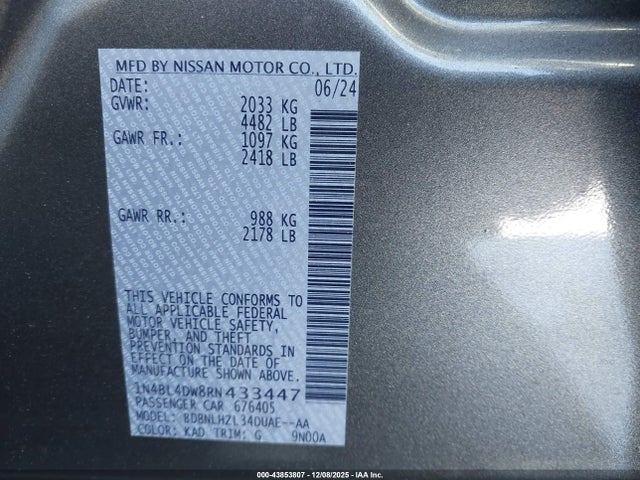 Nissan Altima Sv Intelligent Awd 2024 1N4BL4DW8RN433447 Image 9