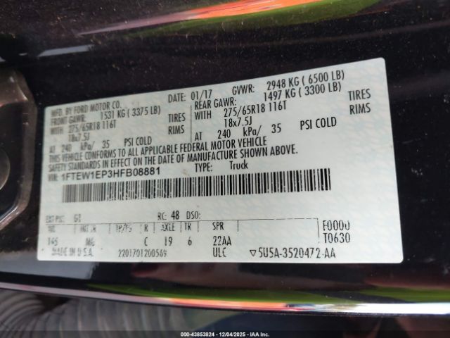 2017 FORD F-150 1FTEW1EP3HFB08881 Photo 8