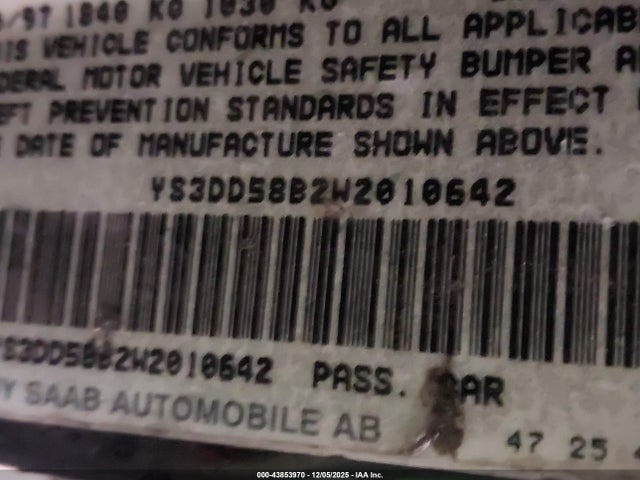 1998 SAAB 900 YS3DD58B2W2010642 Photo 8