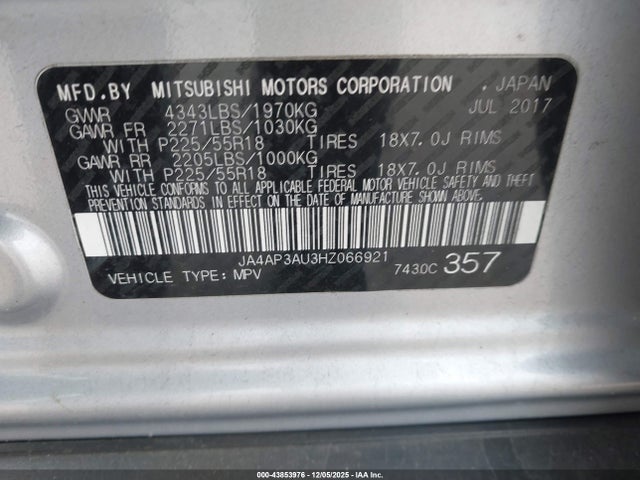 2017 MITSUBISHI OUTLANDER SPORT JA4AP3AU3HZ066921 Photo 8