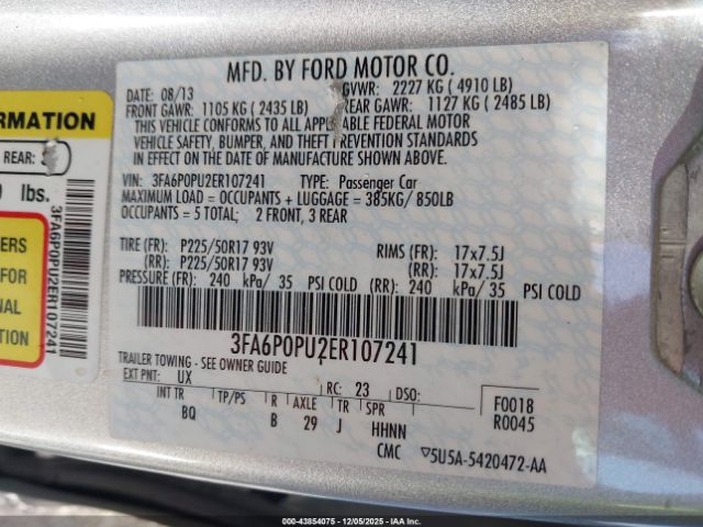 2014 FORD FUSION ENERGI 3FA6P0PU2ER107241 Photo 8
