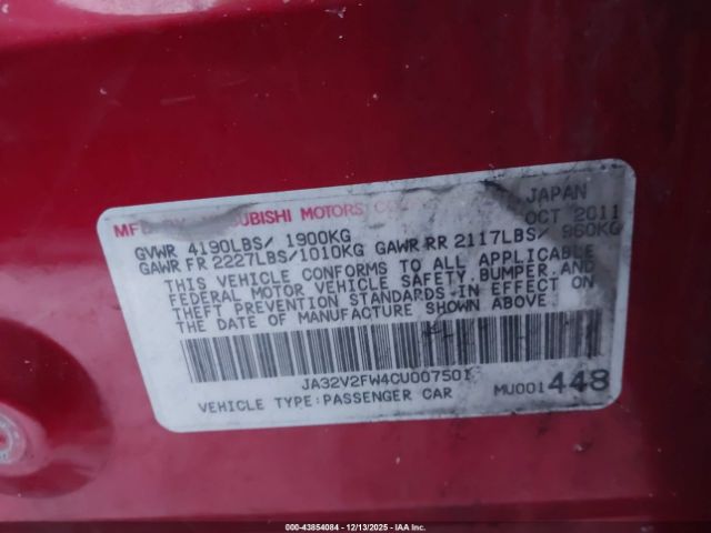 2012 MITSUBISHI LANCER JA32V2FW4CU007501 Photo 8