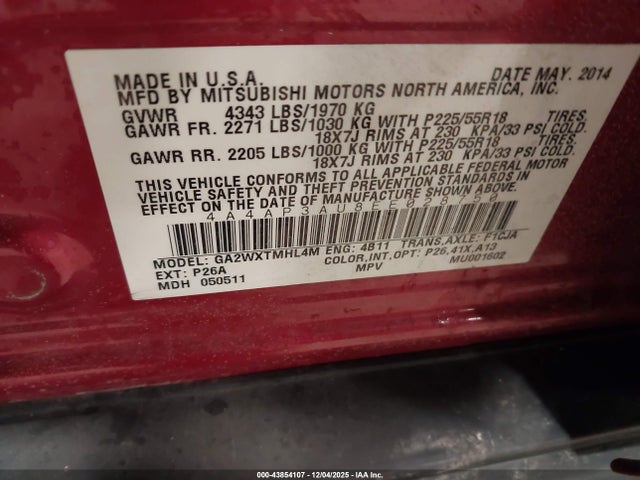 2014 MITSUBISHI OUTLANDER SPORT 4A4AP3AU8EE028750 Photo 8