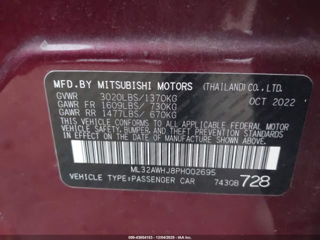 2023 MITSUBISHI MIRAGE ML32AWHJ8PH002695 Photo 8