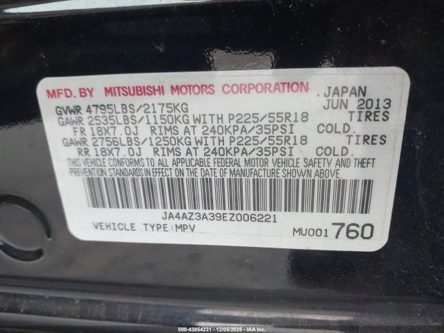2014 MITSUBISHI OUTLANDER JA4AZ3A39EZ006221 Photo 8