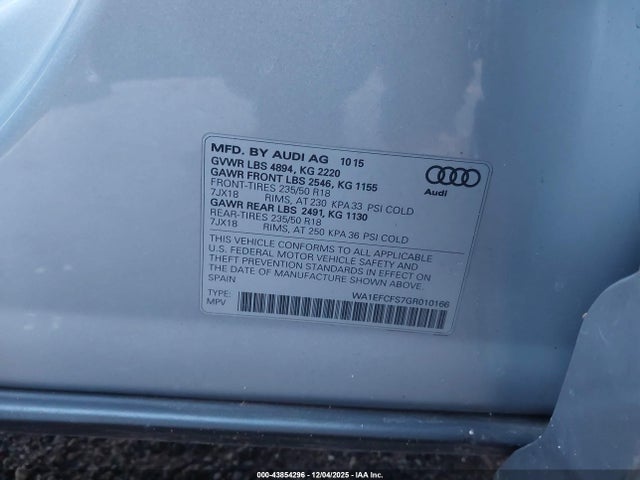 2016 AUDI Q3 WA1EFCFS7GR010166 Photo 8