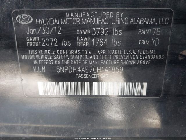 2012 HYUNDAI ELANTRA 5NPDH4AE7CH141859 Photo 8
