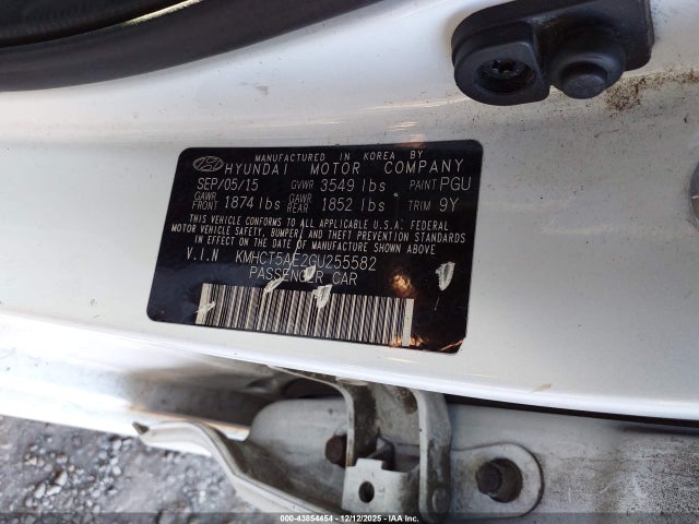 43854454 :رقم المزاد ، KMHCT5AE2GU255582 vin ، 2016 Hyundai Accent Se مزاد بيع