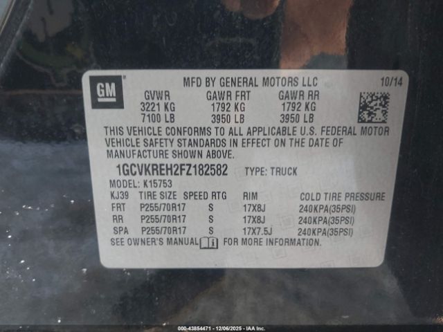 2015 CHEVROLET SILVERADO 1500 1GCVKREH2FZ182582 Photo 8