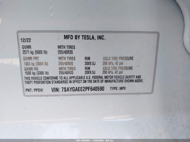 2023 TESLA MODEL Y 7SAYGAEE2PF640590 Photo 8