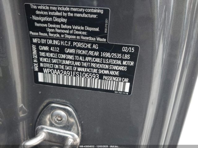 2015 PORSCHE 911 WP0AA2A91FS106593 Photo 8