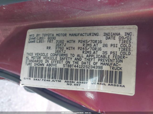 2002 TOYOTA TUNDRA 5TBBT44122S234398 Photo 8