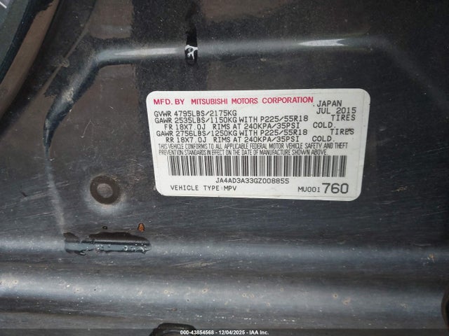 Mitsubishi Outlander Se/sel 2016 JA4AD3A33GZ008855 Image 9