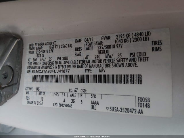 2015 LINCOLN MKC 5LMCJ1A93FUJ41877 Photo 8