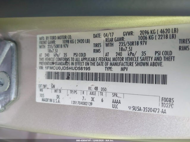 Ford Escape Titanium 2017 1FMCU0JD5HUD58195 Image 9