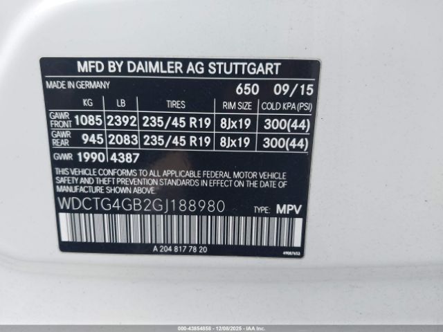 2016 MERCEDES-BENZ GLA 250 WDCTG4GB2GJ188980 Photo 8